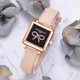 thumbnail image 2 of LVPAI P714 Reloj de pulsera de cuarzo de aleación casual para mujer Reloj de pulsera con esfera cuadrada negra con lazo (Beige), 2 of 2