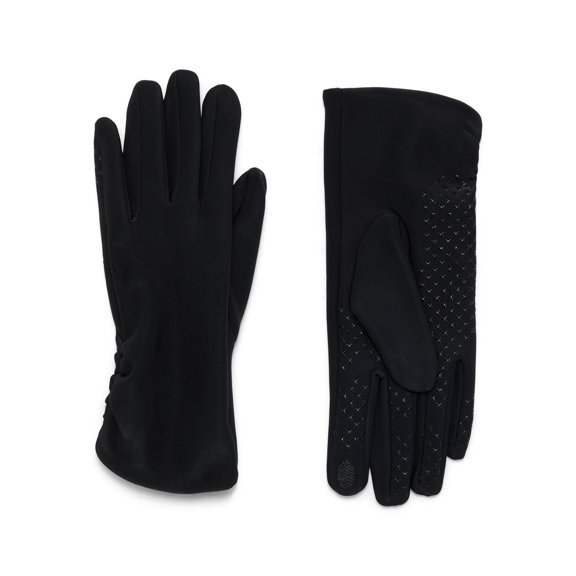 Time and Tru Women's Ruched Driving Gloves, Black Soot, One Size