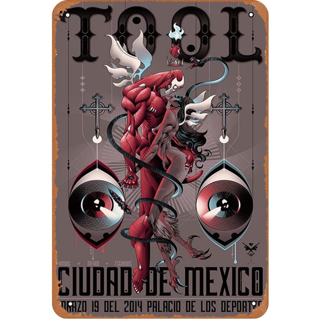 Banda Herramientas Placa Metal Vintage Pintura Hierro Rectangular Del Pared 30x40cm