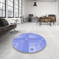 thumbnail image 4 of Ahgly Company Machine Washable Indoor Square Transitional Day Sky Blue Area Rugs, 7' Square, 4 of 7