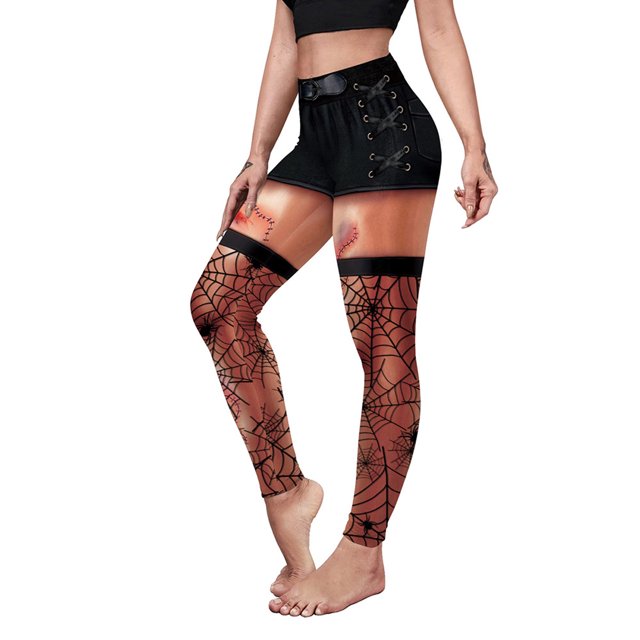 Leggings estampados para mujer, Leggings de Halloween, disfraz de Halloween, pantalones elásticos divertidos para correr, mallas, pantalones de entrenamiento