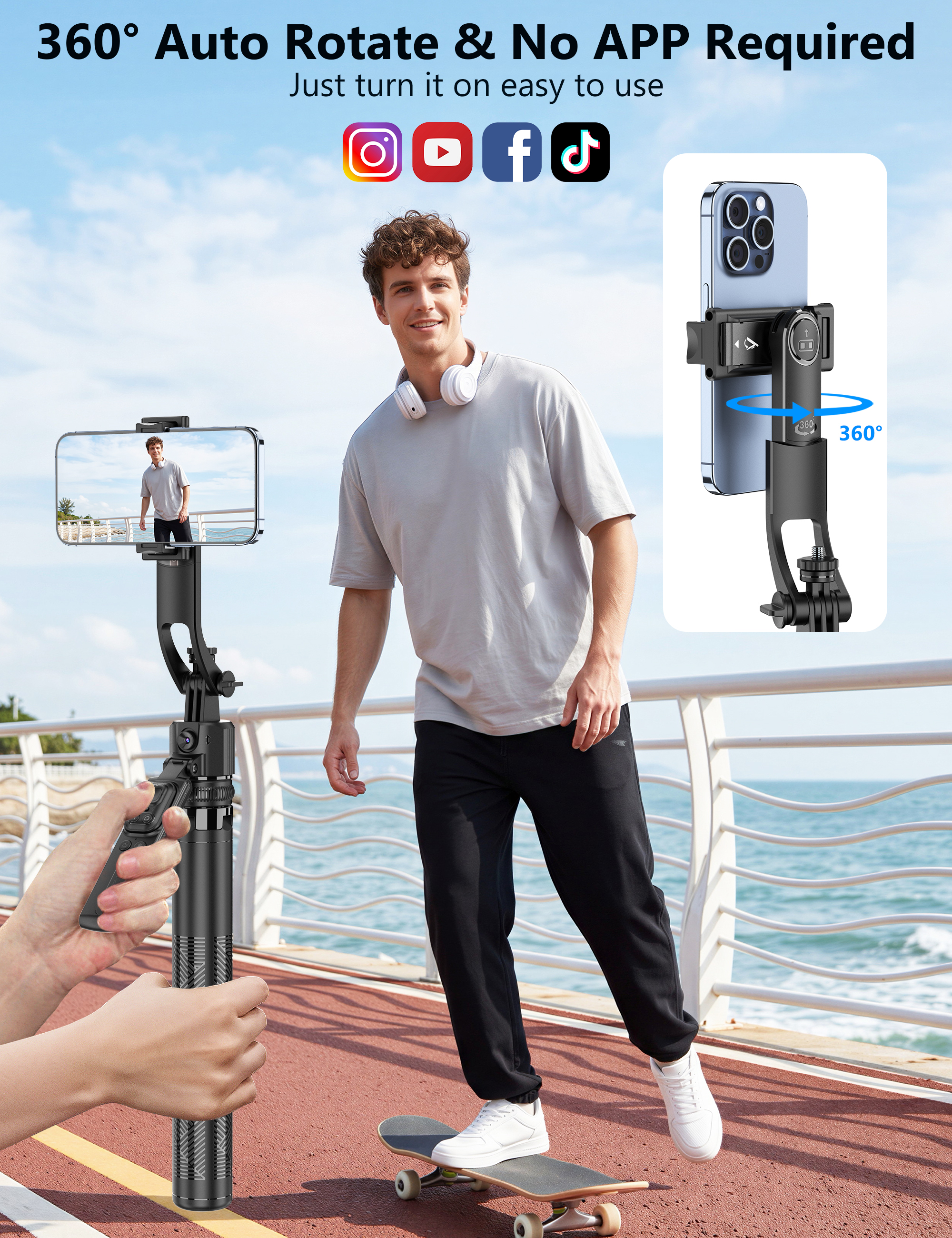 SelfieShow 64" Auto Face Tracking Tripod with Remote Control photo 8