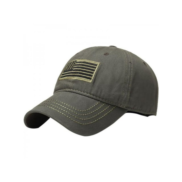 Low Profile Baseball Cap Olive Drab American Flag Embroidered US Flag Hat