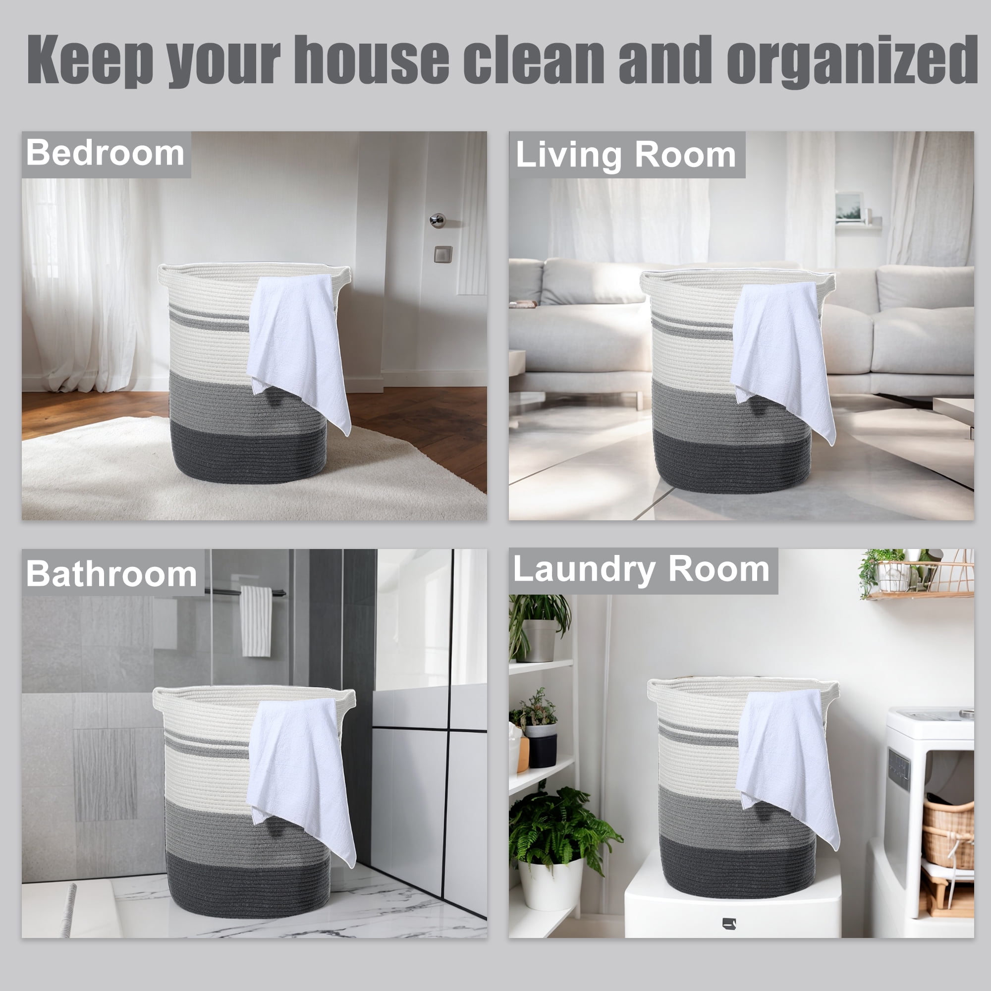 Unique Bargains Laundry Basket Hamper 18"x20" Tall Laundry Basket for Bedroom Baby Nursery Child's Laundry Hamper Gray