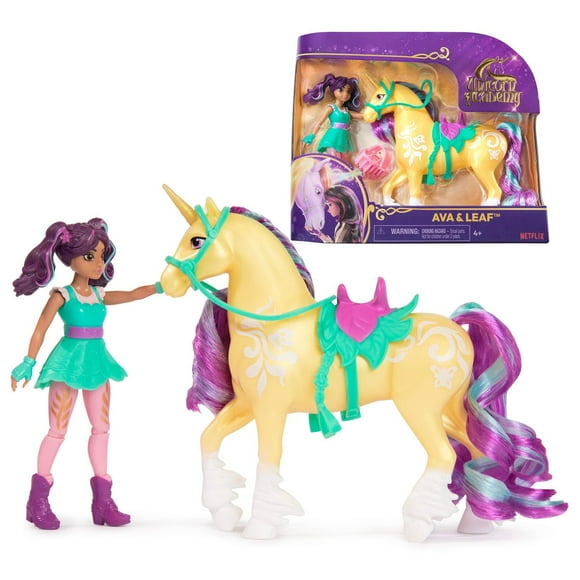 Unicorn Academy, Ava & Leaf Set with 2 Riding Accessories & Hair Styling Tool, Dolls & Unicorn Toys for Girls Ages 4 and up