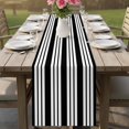 thumbnail image 4 of Striped Black White Table Runner 72 Inches, Farmhouse Line Stripes Classic Bed Runner Dresser Scarves Tabletop for Indoor Outdoor Parties/Ceremony/Banquet, 13" x 72", 4 of 9
