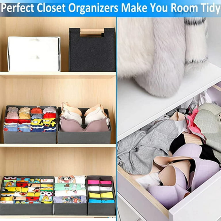 Drawer Organizer for Clothing, 12 Pack Sock Underwear Drawer Organizer  Bins, Foldable Fabric Closet Organizers and Storage Dresser Drawer Dividers  for