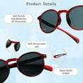 thumbnail image 3 of LAMBBAA 2 Pack Kids Sunglasses Silicone Flexible Frame for Boys Girls, UV Protection(Black Red,Red Black), 3 of 5