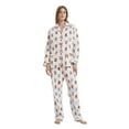 thumbnail image 5 of GLOBAL Women's Flannel Pajamas Set 100% Cotton PJs for Women Loungewear Long Sleeve Button Drawstring Waist Warm Sleepwear White Rabbit M, 5 of 6