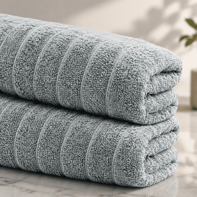 2 Piece Extra Large Cool Grey Cotton Bath Sheets, 35 x 70 Inches ...