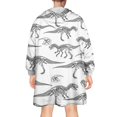 thumbnail image 2 of Wearable Oversized Blanket,White Dinosaurs Skeletons Pattern Wearable Blanket Hoodie for Adults,Cozy Hooded Blankets with Super Pockets,Super Warm Fuzzy Pullover for Women & Men, 2 of 6