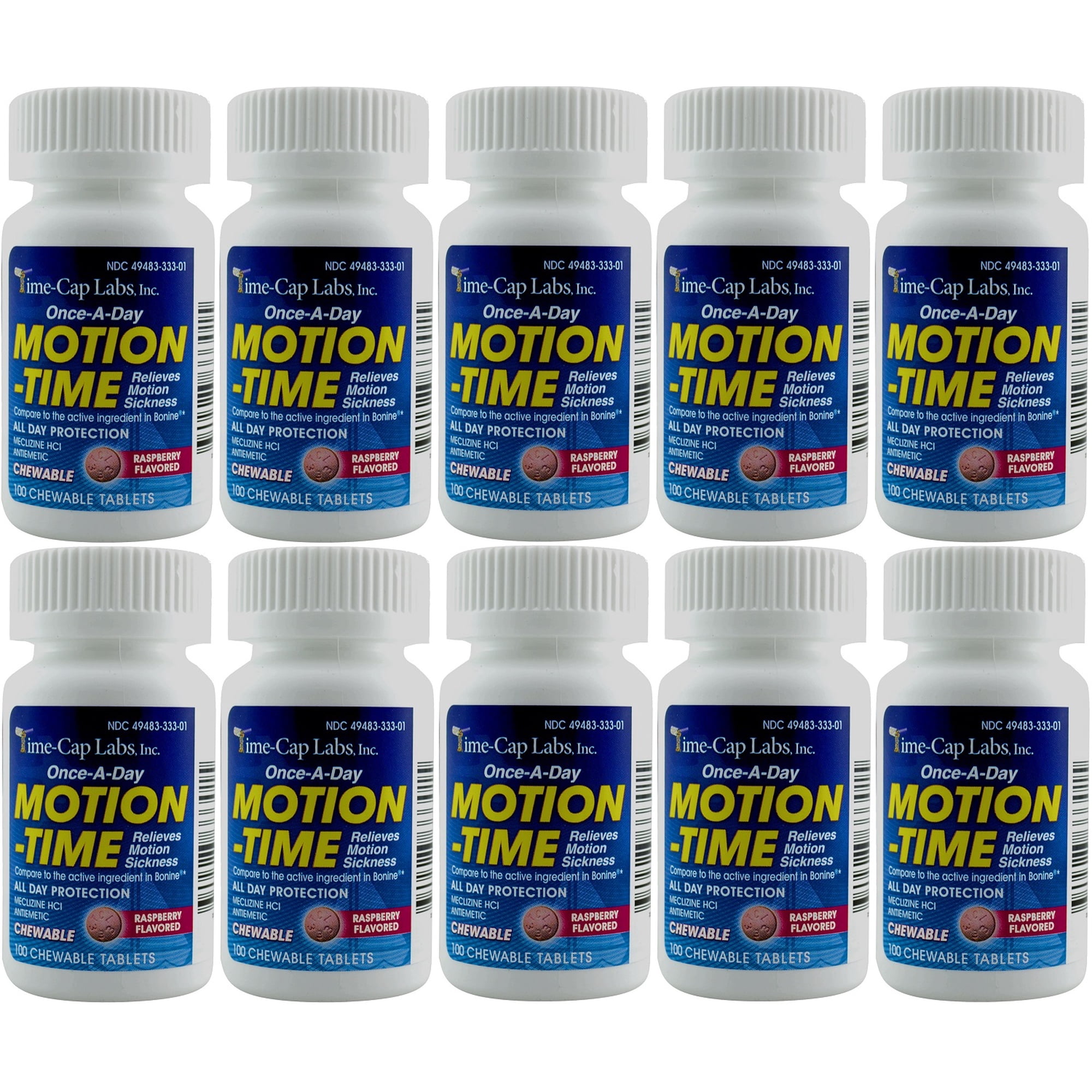 Meclizine 25 mg Generic Bonine Motion Sickness 100 Chew Tablets PACK of 10