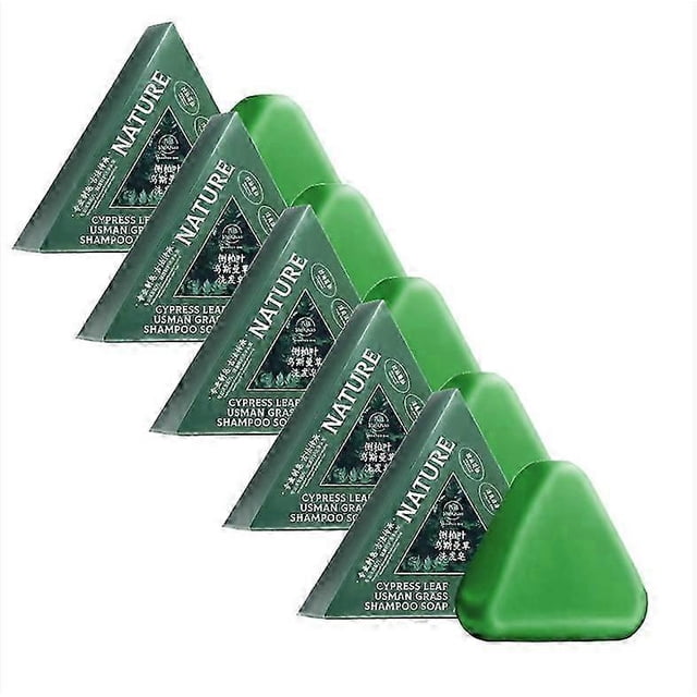 1-5X Nature Triangle Shampoo Bar, Nature Seven Green Soap Shampoo, Natural Usman Grass Shampoo Bar, Calming & Strengthens Hair for Women and Men_c*