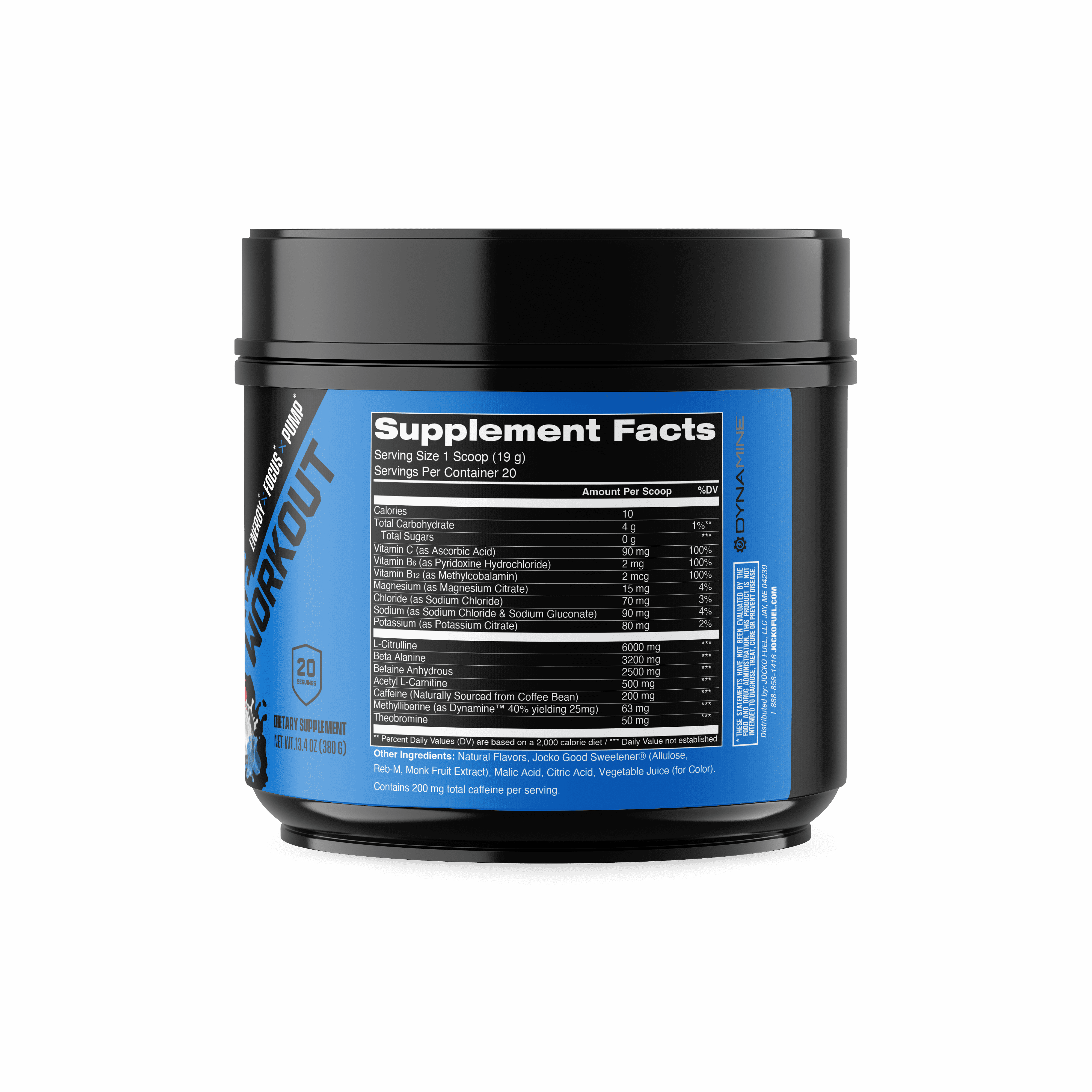 Jocko Fuel Preworkout Powder, Nitro Pop, High Stim, Sugar-Free Nootropic Blend to Support Muscle Pump, Energy, & Recovery 200mg Caffeine, 20 Servings