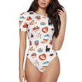 thumbnail image 1 of Balery funny cats celebrating Valentine's Day Body de cuello redondo de manga corta para mujer Tops de manga corta Tops básicos-X-Large, 1 of 7