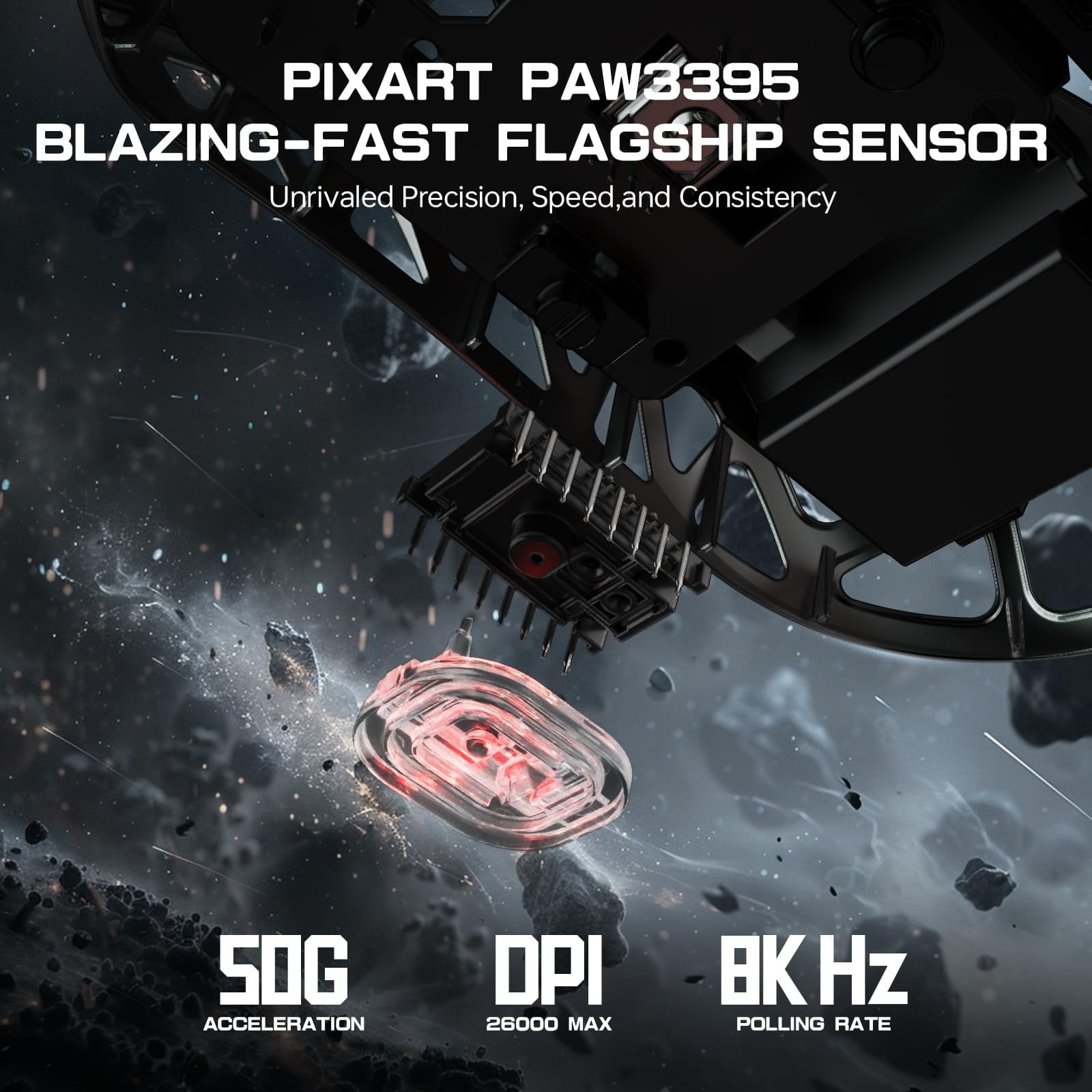 ATTACK SHARK R3 46g Superlight Magnesium Alloy Wireless Gaming Mouse, BT/2.4Ghz/Wired Computer Mouse, 8000Hz Wireless Polling Rate, PAW3395 26K DPI Optical Sensor Programmable Mice for Win/Mac(Black)