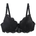 thumbnail image 3 of Feancey Plus Size Lace Underwire Bras for Women Comfort Everyday Brassiere Adjustable Straps Push Up Bra Anti-Sagging Supportive Bras Black 70B, 3 of 10