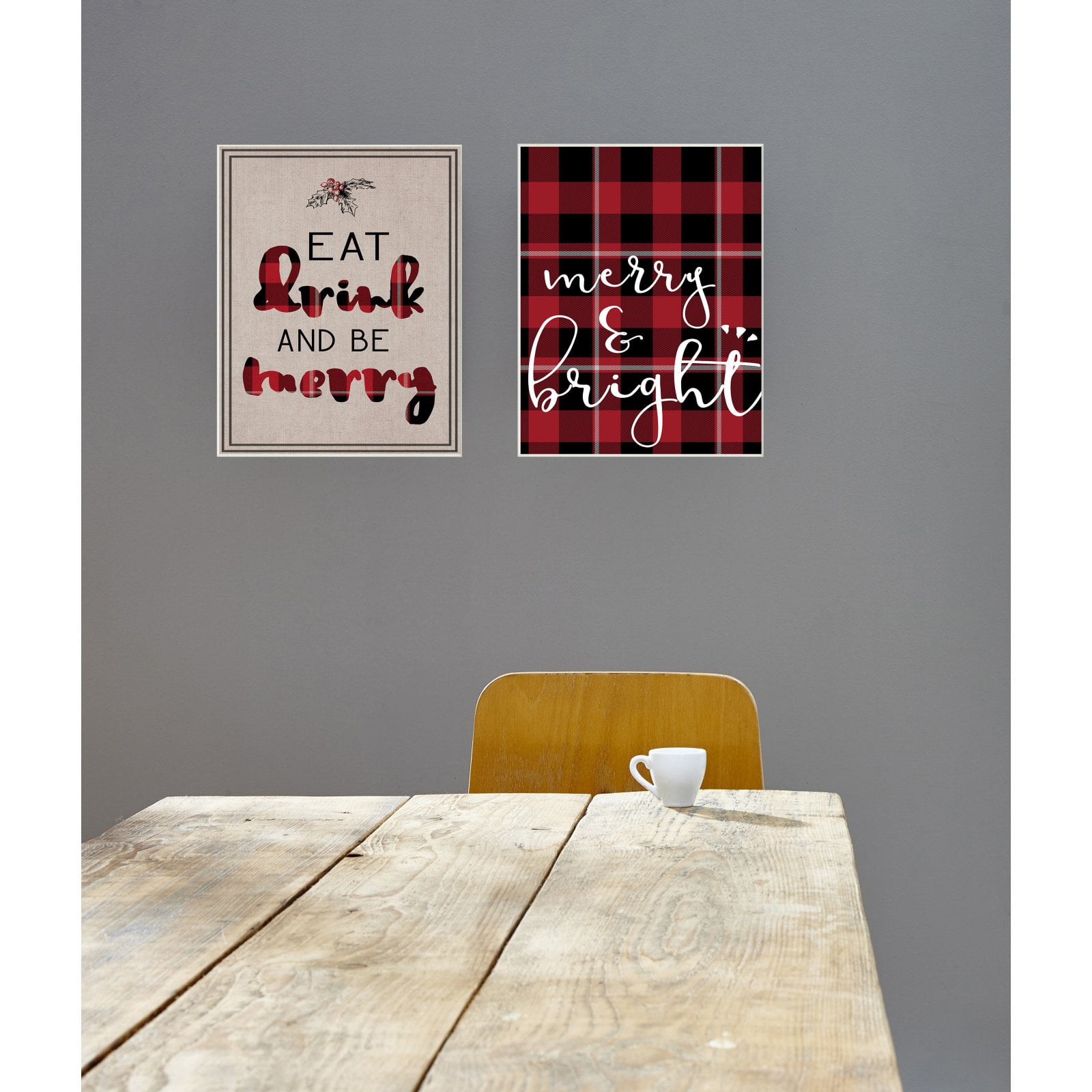 The Stupell Home Decor Collection Merry & Bright Plaid Typography Wall Plaque