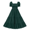 thumbnail image 6 of Atogsazn Women Square Neck Puff Sleeve Dress Smocked Tiered Maxi Dresses Flowy Ruffle A-Lined Sundress Green M Fashion, 6 of 6