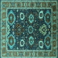 thumbnail image 1 of Ahgly Company Machine Washable Indoor Square Oriental Turquoise Blue Industrial Area Rugs, 3' Square, 1 of 4