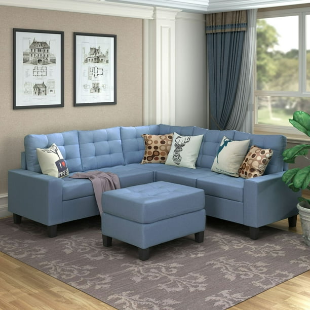 Modern Symmetrical Sectional Sofa With, Matching Sofa And Ottoman Covers