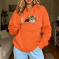 thumbnail image 2 of felwors Women's Oversized Pullover Pet Carrier Hoodie Cotton Blend Fleece Sweatshirt with Kangaroo Pocket Casual Orange for Size XL, 2 of 8