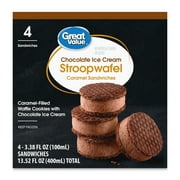 Great Value Chocolate Stroopwafel Caramel Ice Cream Sandwiches, 13.52 fl oz, 4 Count