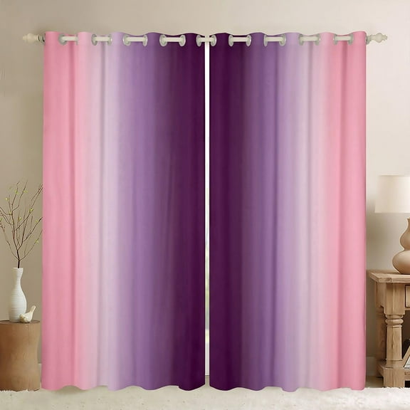 Pink and Purple Curtains 2 panels,Light Blocking Ombre Blackout Curtains for Kids Room,Thermal Insulated Noise Reducing Gradient Abstract Blackout Curtains for Girls Bedroom-42"W x 63"L (Pack of 2)