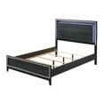 thumbnail image 2 of Benzara BM252736 Queen Size Bed with LED Headboard & Shimmering Trim, Black, 2 of 5