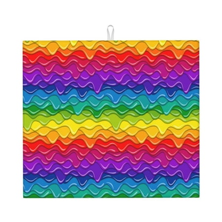 

Naloa Bright Rainbow Dish Drying Mat for Kitchen Counter Heat Resistant Drainer Mats Absorbent Draining Mat Dish Rack Pad 16 x18
