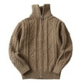 thumbnail image 5 of Splozh Boys Sweater Quarter Zip up Knit Neck Warm Pullver Kids Knitwear,Brown 5-6 Years, 5 of 5