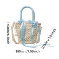 thumbnail image 4 of Bolsos Tejidos para Mujer Bolso Mano Tejido Paja Con Lazo en La Playa (Beige) Azul, 4 of 6