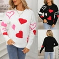 thumbnail image 2 of Wiyuqeen Women Valentine Heart Sweater Love Crew Neck Long Sleeve Knit Sweaters Holiday Print Pullover Tops Fall Sweaters for Women, 2 of 10