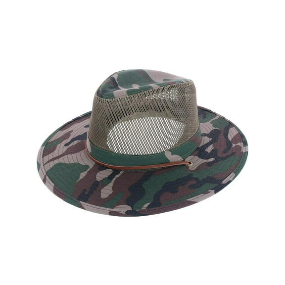 Elysiumland  Camo Outdoor Safari Hat with Mesh Crown (Men)