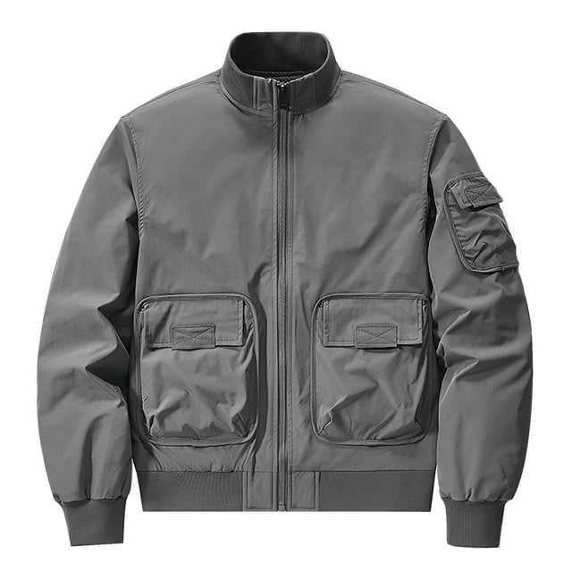 RXIRUCGD Veste de Travail pour Hommes, Couleur Unie, Poche, Ample, Combinaison de Moto Extérieure, Grande Taille, Gris, Taille : M