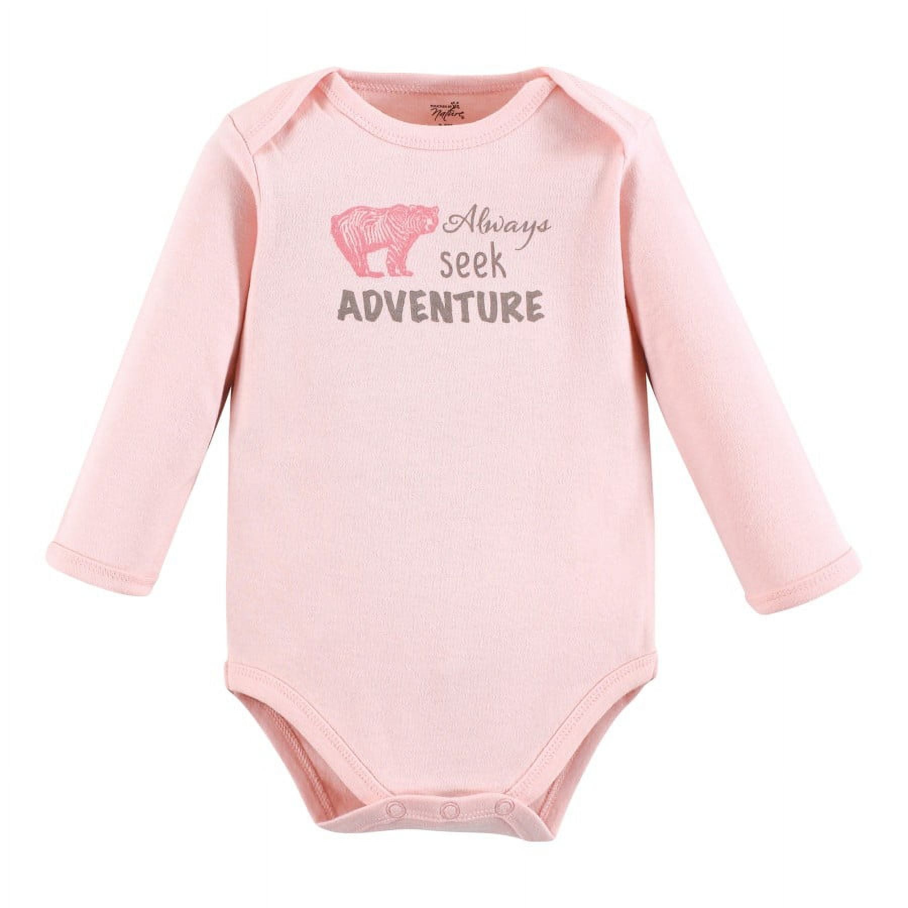 Touched by Nature Infant Girl Organic Cotton Long-Sleeve Bodysuits, Girl Woodland, 9-12 Months