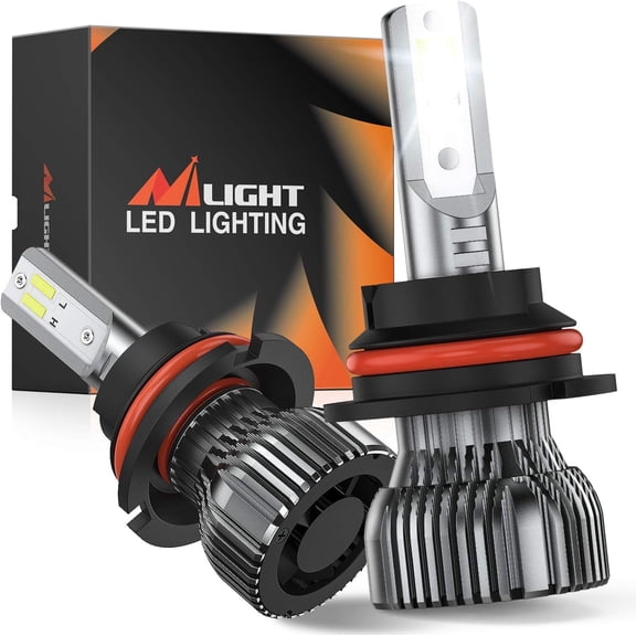 Nilight 9007 LED Bulbs, 350% Brighter, 10000LM HB5 LED High and Low Dual Beam Bulbs 6000K Cool White, Compact Size, Pack of 2