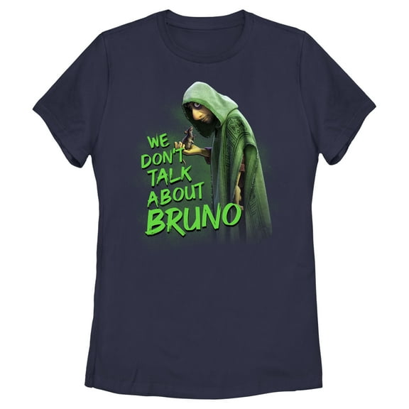Women's Encanto We Don't Talk About Bruno Green Text  Graphic Tee Navy Blue Medium