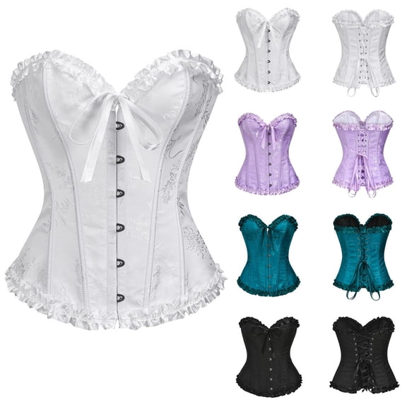 SAZBJOJN Corset Tops for Women Lace Corset Top Chest Holding Waist Tight Corset Belly Cosing Rubber Bone Shapewear Tummy Control Body Shaping Clothes White M