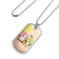 thumbnail image 2 of Owl BFFs Best Friends Couple Love Military Dog Tag Pendant Necklace with Chain, 2 of 5
