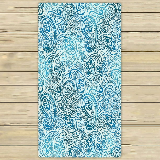 PHFZK Flower Floral Towel, Paisley Blue Hand Towel Bath ...