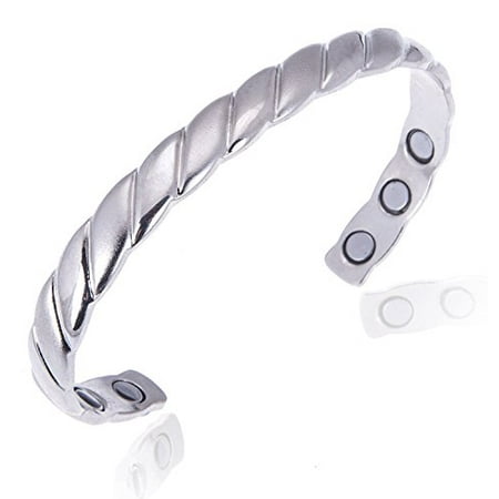 

Earth Therapy The Original Copper Magnetic Healing Bracelet for Arthritis Carpal Tunnel and Joint Pain Relief - Silver-Plated Braided Style - Adjustable - For Women
