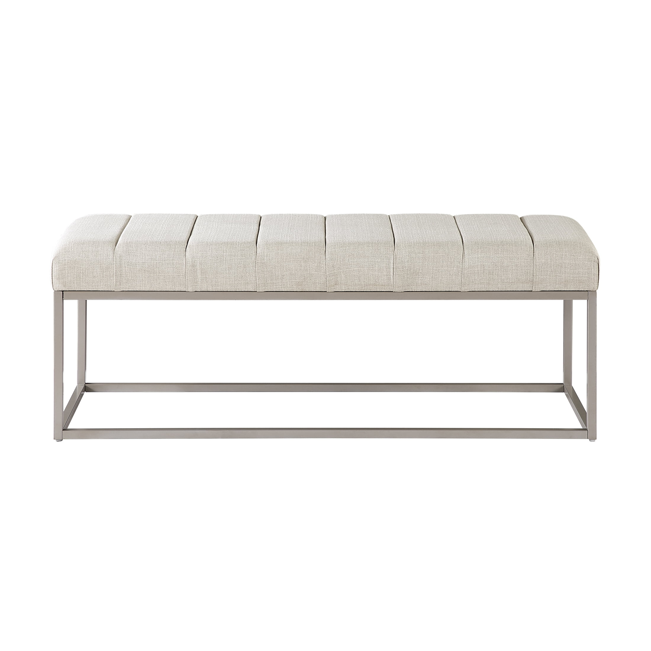 OakvillePark Avelith Metal Frame Textured Fabric Bench, Beige