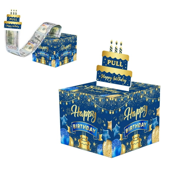 Colorful Birthday Money Surprise Box, Pull-Out Cash Gift Box With 30 Envelopes, 13X13X11Cm, 1 Set