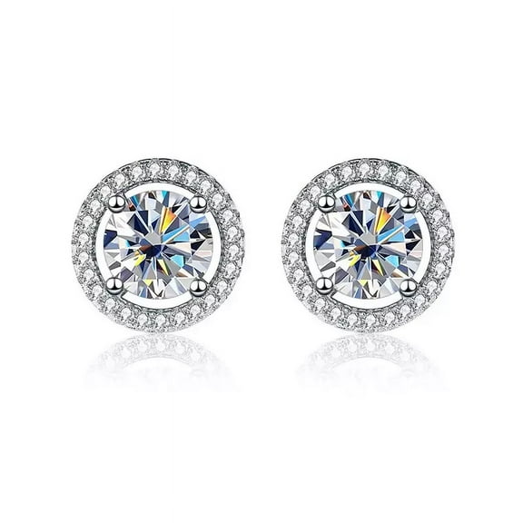 "Classic 2Ct VVS1 D Color Moissanite Diamond Stud Earrings | Sterling Silver S925"