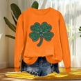thumbnail image 6 of JTZGDY St. Patrick's Day Green Shirts for Women Cute Shamrock Heart Print Long Sleeve Crewneck Pullover Sweatshirts Fashion Holiday Graphic T-Shirts Trendy Cozy Outfit Clothes C-Orange XXL, 6 of 8