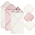 thumbnail image 5 of Baby Essentials 6 Piece Hooded Bath Towel Washcloth Set for Infant, Newborns, Toddlers 3 – 24 Months for Bath Time, Showers, Lounge, Beach, Pool in Roses & Blossoms, 5 of 6