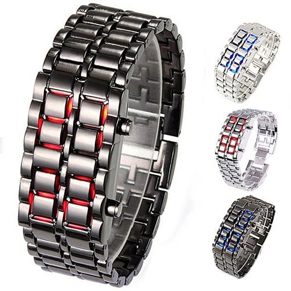 Soumake Men's Women's Stainless Steel LED Digital Quartz Bracelet Watch Wristwatch