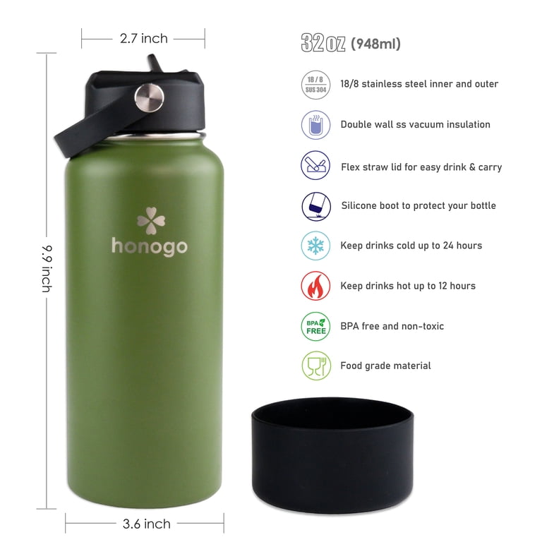 HoneyHolly 1 Liter Insulated Stainless Steel Water Bottle - Leak-Proof, BPA-Free, With Straw Lid