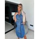 thumbnail image 1 of Vestido Retro sin mangas con doble botonadura, cuello de solapa, cintura con cordones, informal, oficina, novedad de verano, 1 of 4